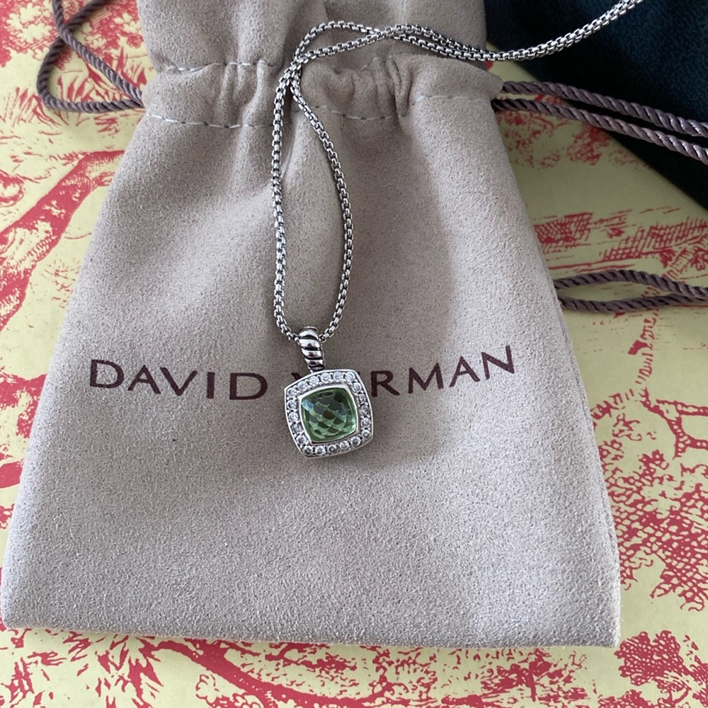 David Yurman Silver Necklace With prasiolite pendant